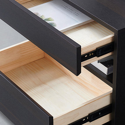 Table de nuit rectangulaire en bois massif scandinave contemporain à 2 tiroirs pour chambre 