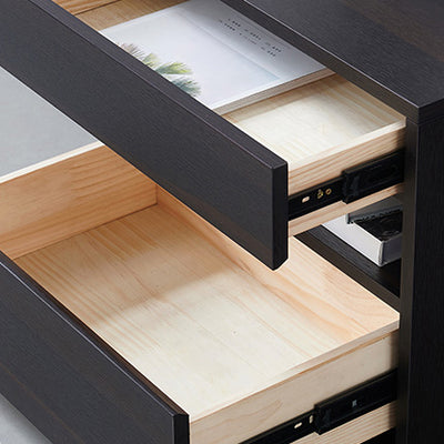 Contemporary Scandinavian Solid Wood Rectangular Nightstand 2-Drawer For Bedroom