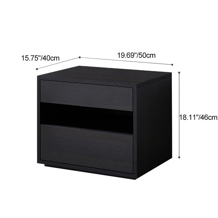 Table de nuit rectangulaire en bois massif scandinave contemporain à 2 tiroirs pour chambre 