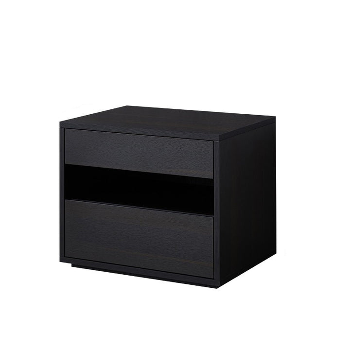 Table de nuit rectangulaire en bois massif scandinave contemporain à 2 tiroirs pour chambre 