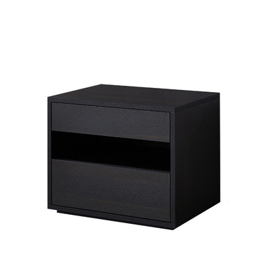 Contemporary Scandinavian Solid Wood Rectangular Nightstand 2-Drawer For Bedroom