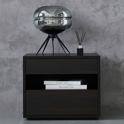 Contemporary Scandinavian Solid Wood Rectangular Nightstand 2-Drawer For Bedroom
