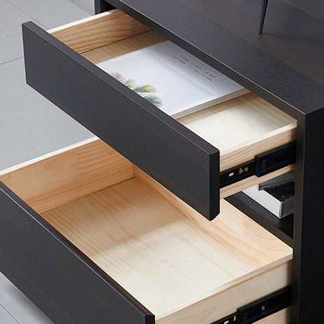 Table de nuit rectangulaire en bois massif scandinave contemporain à 2 tiroirs pour chambre 
