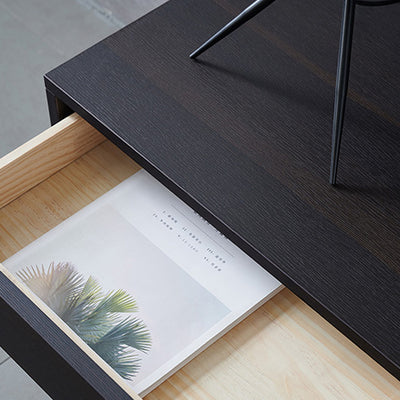 Contemporary Scandinavian Solid Wood Rectangular Nightstand 2-Drawer For Bedroom