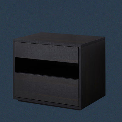 Contemporary Scandinavian Solid Wood Rectangular Nightstand 2-Drawer For Bedroom