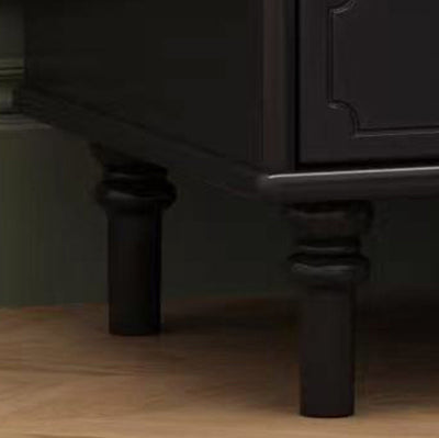 Traditional Vintage Solid Wood Glass Square Round Nightstand With 1-Drawer For Bedroom