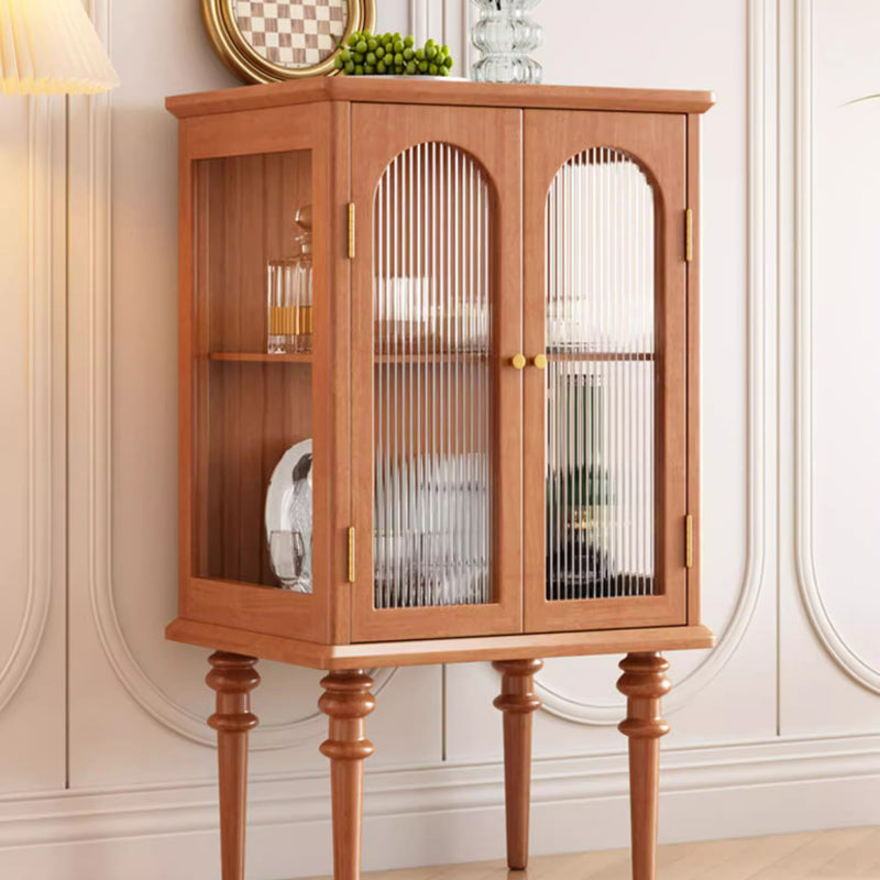 Zeitgenössischer skandinavischer Beistelltisch aus Massivholz mit Glas und Metall, rund und rechteckig, mit 1 Schrank für das Wohnzimmer 