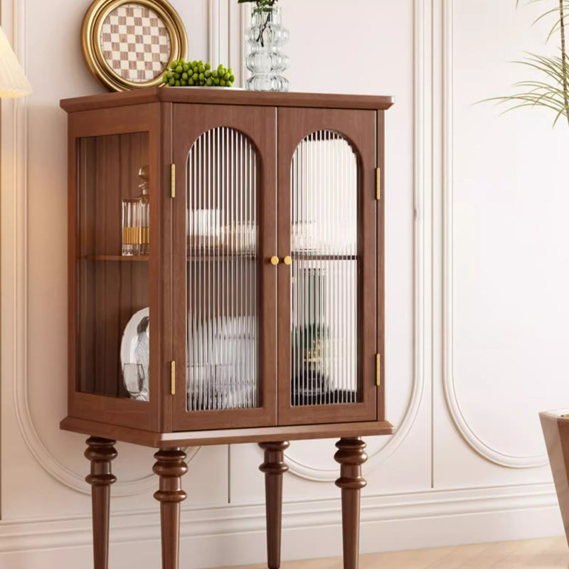 Zeitgenössischer skandinavischer Beistelltisch aus Massivholz mit Glas und Metall, rund und rechteckig, mit 1 Schrank für das Wohnzimmer 