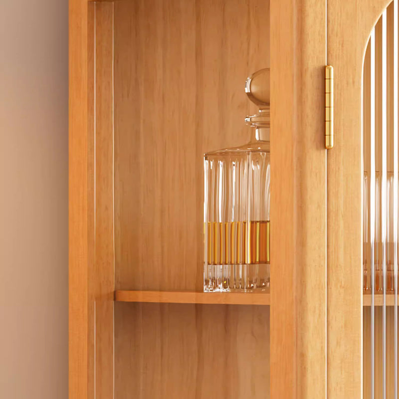 Zeitgenössischer skandinavischer Beistelltisch aus Massivholz mit Glas und Metall, rund und rechteckig, mit 1 Schrank für das Wohnzimmer 