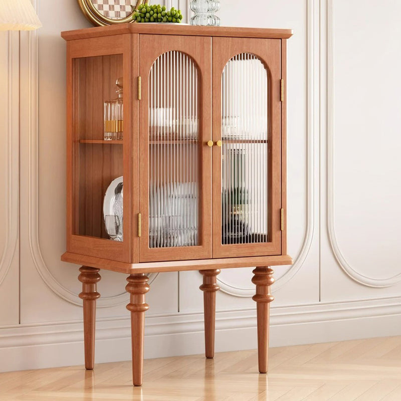 Zeitgenössischer skandinavischer Beistelltisch aus Massivholz mit Glas und Metall, rund und rechteckig, mit 1 Schrank für das Wohnzimmer 
