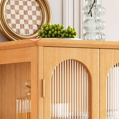 Zeitgenössischer skandinavischer Beistelltisch aus Massivholz mit Glas und Metall, rund und rechteckig, mit 1 Schrank für das Wohnzimmer 