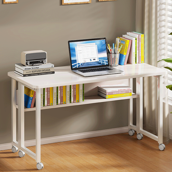 Modern Minimalist Carbon Steel Plywood Mobile Rectangular Side Table With 1-Tier For Living Room