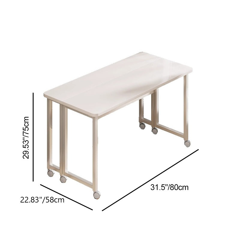 Modern Minimalist Carbon Steel Plywood Mobile Rectangular Side Table With 1-Tier For Living Room