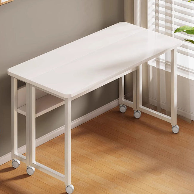 Modern Minimalist Carbon Steel Plywood Mobile Rectangular Side Table With 1-Tier For Living Room
