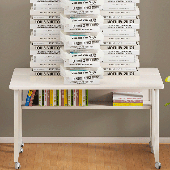 Modern Minimalist Carbon Steel Plywood Mobile Rectangular Side Table With 1-Tier For Living Room