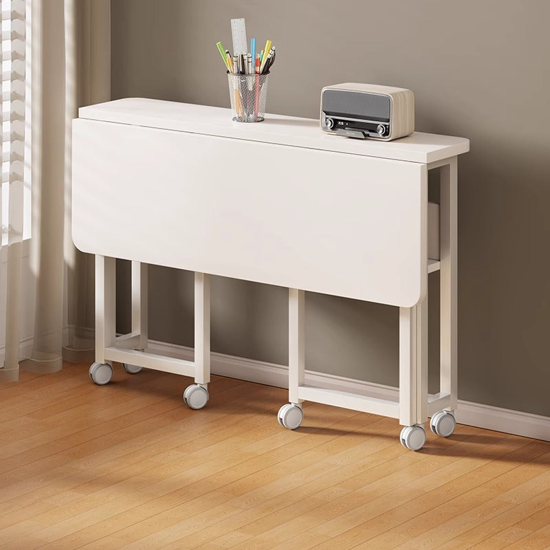 Modern Minimalist Carbon Steel Plywood Mobile Rectangular Side Table With 1-Tier For Living Room