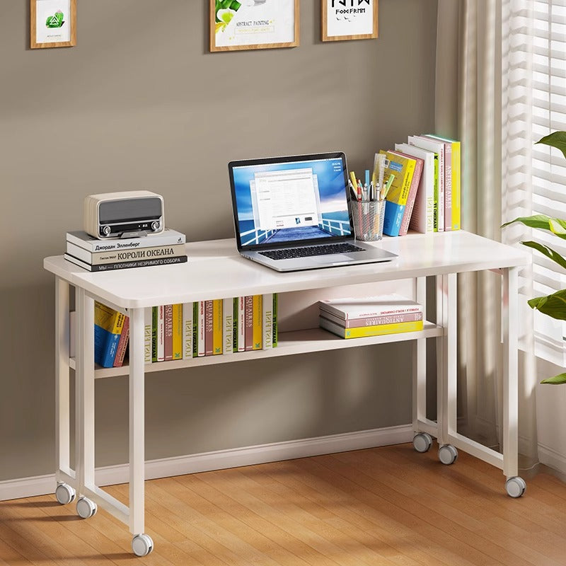 Modern Minimalist Carbon Steel Plywood Mobile Rectangular Side Table With 1-Tier For Living Room