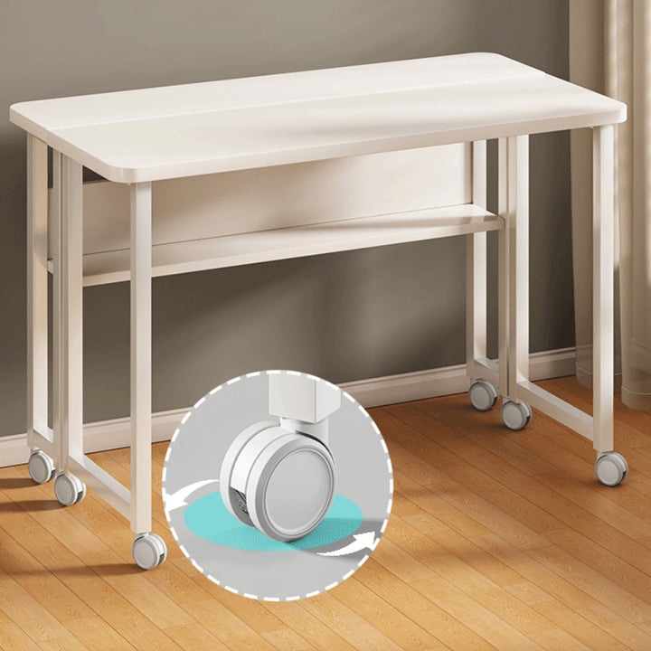 Modern Minimalist Carbon Steel Plywood Mobile Rectangular Side Table With 1-Tier For Living Room
