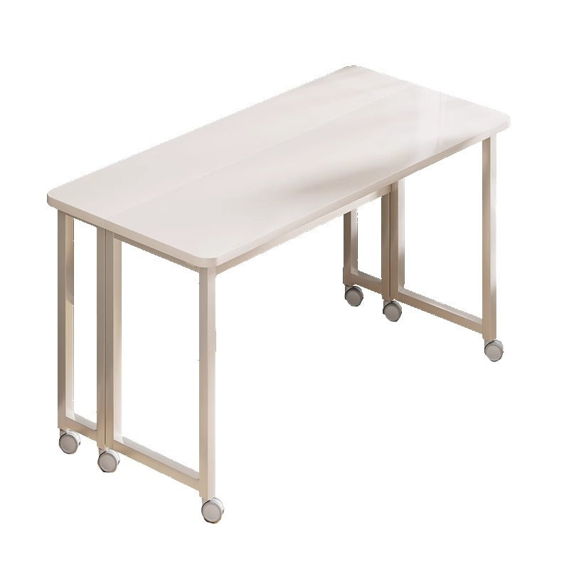 Modern Minimalist Carbon Steel Plywood Mobile Rectangular Side Table With 1-Tier For Living Room