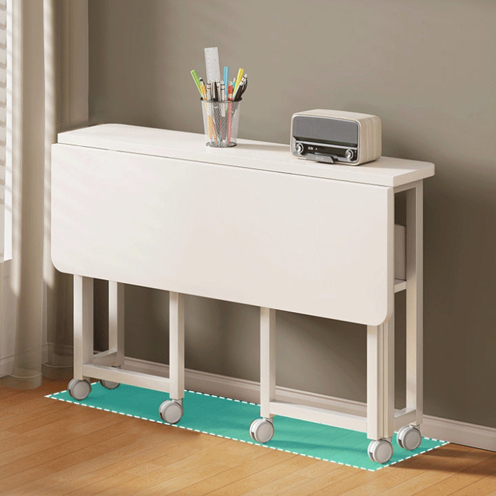 Modern Minimalist Carbon Steel Plywood Mobile Rectangular Side Table With 1-Tier For Living Room