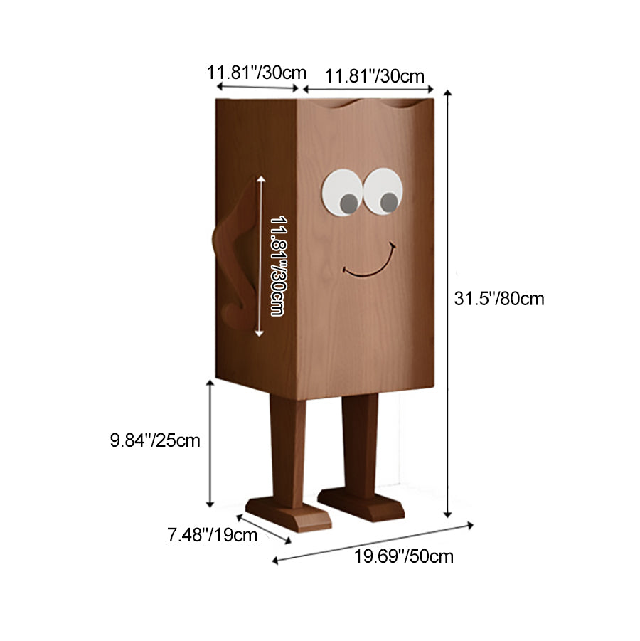 Contemporary Creative Solid Wood Robot-Shaped Rectangular Side Table 1-Storage For Living Room