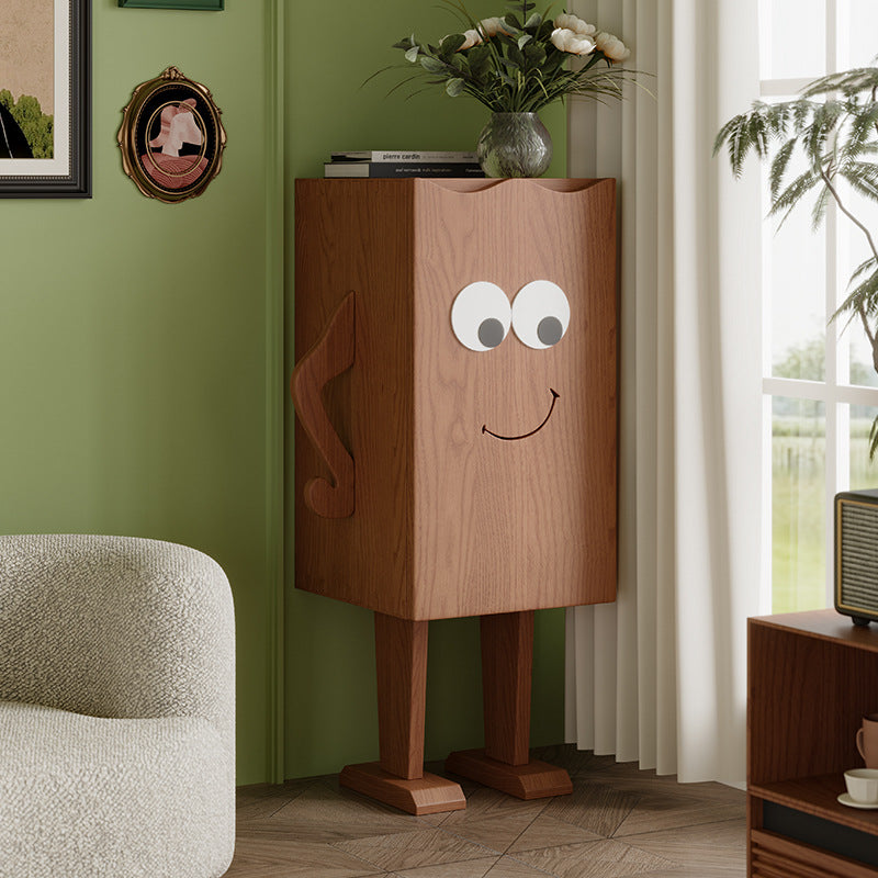 Zeitgenössischer kreativer rechteckiger Beistelltisch aus massivem Holz in Roboterform mit 1 Ablage für das Wohnzimmer 