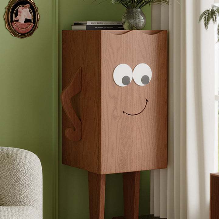 Contemporary Creative Solid Wood Robot-Shaped Rectangular Side Table 1-Storage For Living Room