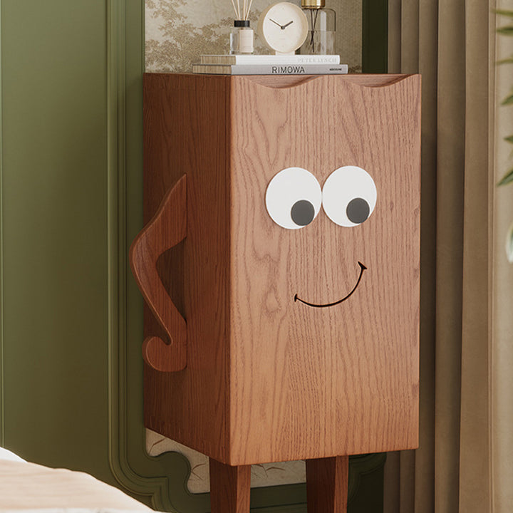 Contemporary Creative Solid Wood Robot-Shaped Rectangular Side Table 1-Storage For Living Room