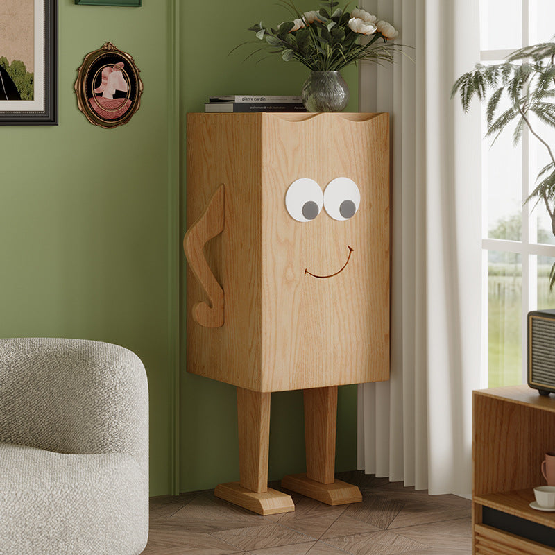 Contemporary Creative Solid Wood Robot-Shaped Rectangular Side Table 1-Storage For Living Room