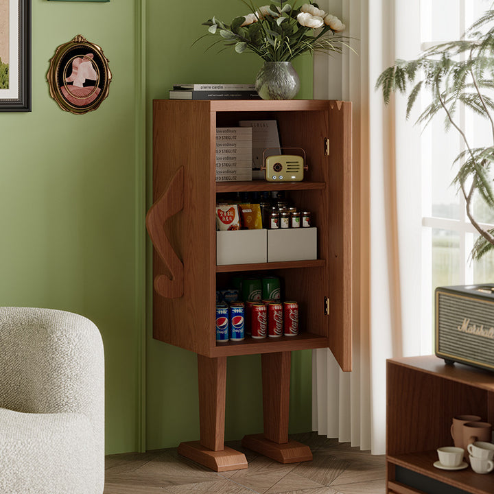 Contemporary Creative Solid Wood Robot-Shaped Rectangular Side Table 1-Storage For Living Room