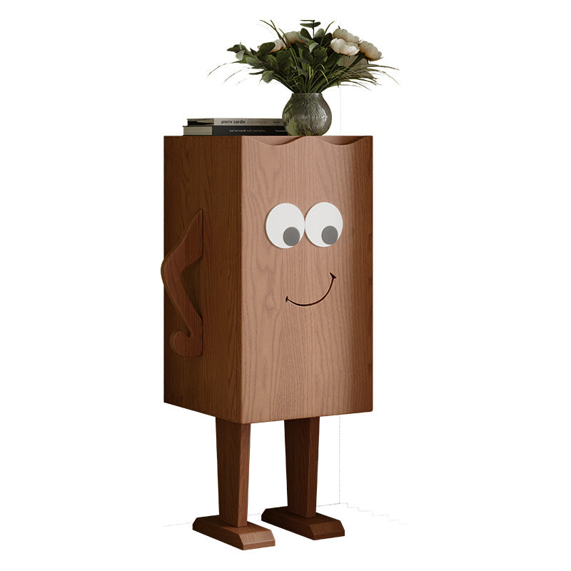 Contemporary Creative Solid Wood Robot-Shaped Rectangular Side Table 1-Storage For Living Room