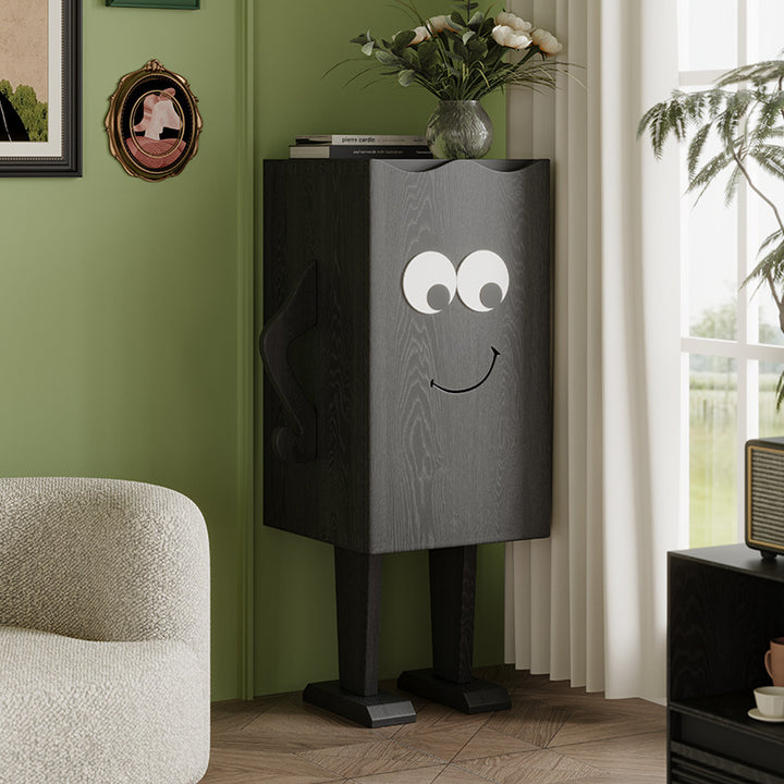 Contemporary Creative Solid Wood Robot-Shaped Rectangular Side Table 1-Storage For Living Room