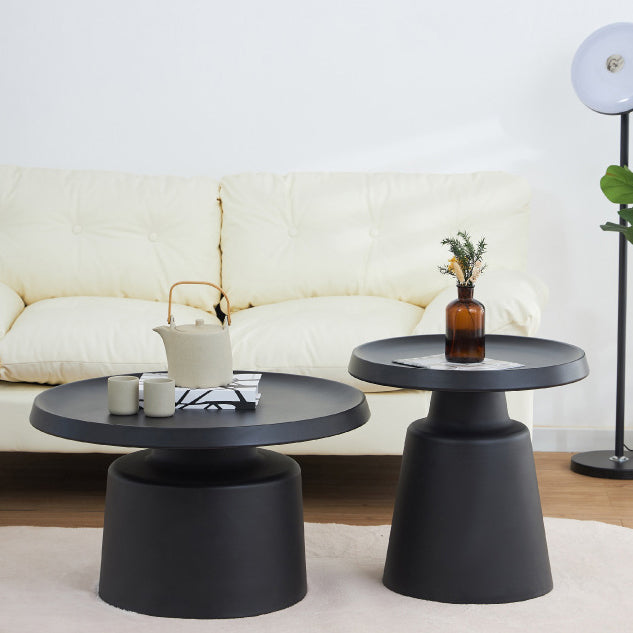 Modern Minimalist Metal Stainless Steel Round Cylindrical End Table 1-Tier For Living Room