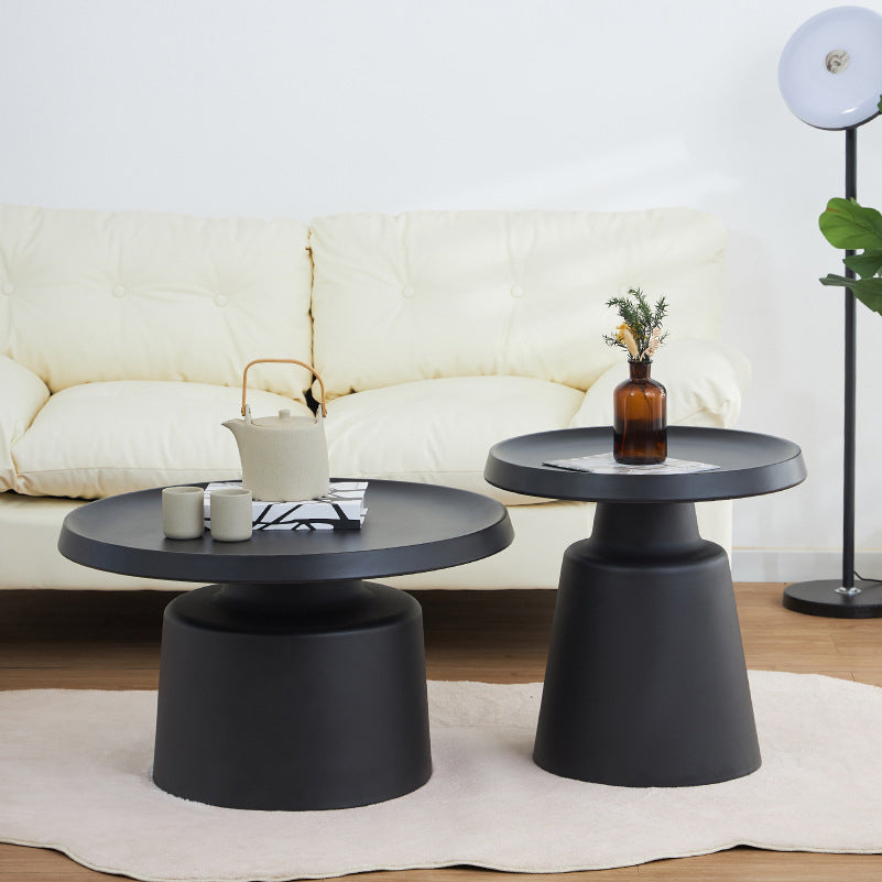 Modern Minimalist Metal Stainless Steel Round Cylindrical End Table 1-Tier For Living Room