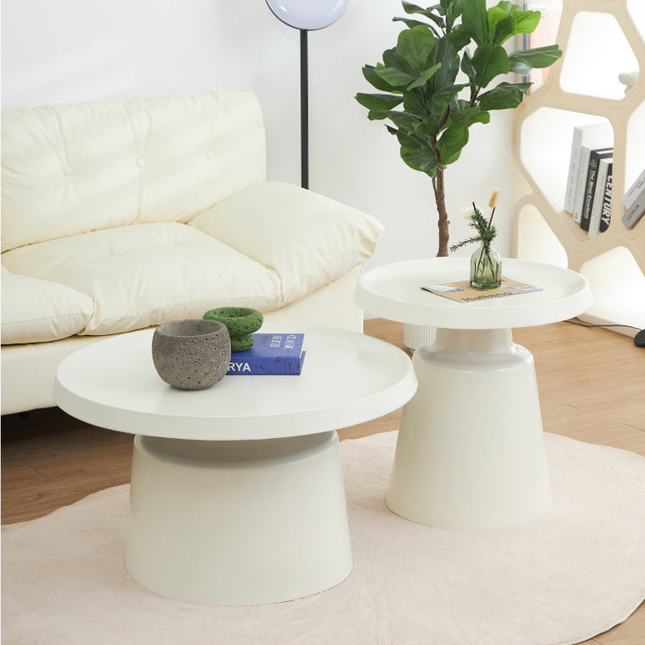 Modern Minimalist Metal Stainless Steel Round Cylindrical End Table 1-Tier For Living Room