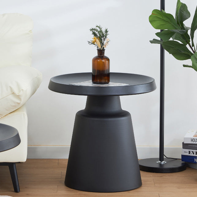 Modern Minimalist Metal Stainless Steel Round Cylindrical End Table 1-Tier For Living Room