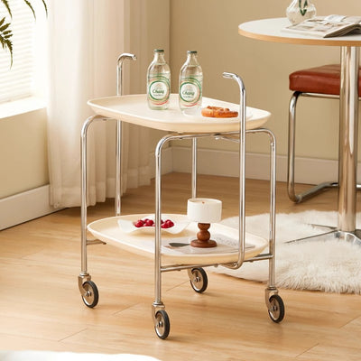 Zeitgenössischer skandinavischer ovaler Beistelltisch aus ABS-Kohlenstoffstahl mit 2 Ebenen für das Wohnzimmer 