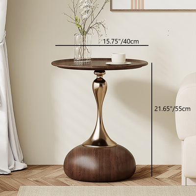 Zeitgenössischer kreativer Couchtisch aus Kohlenstoffstahl mit flacher runder Oberfläche und 1 Ebene für das Wohnzimmer 