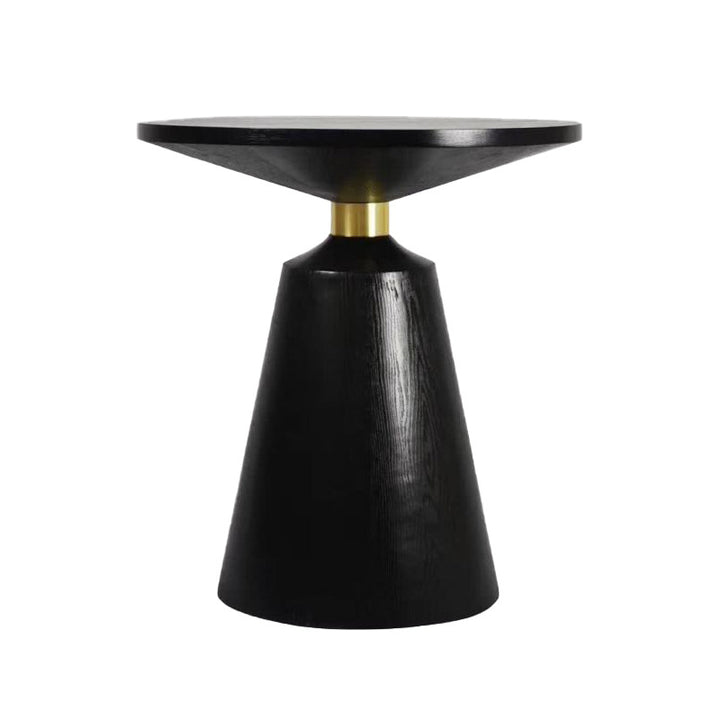 Contemporary Scandinavian Solid Wood Stainless Steel Round Cone End Table With 1-Tier For Living Room
