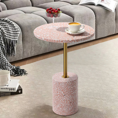 Moderner Luxus Marmor Metall Runder Zylindrischer Beistelltisch 1-Ebene für das Wohnzimmer 