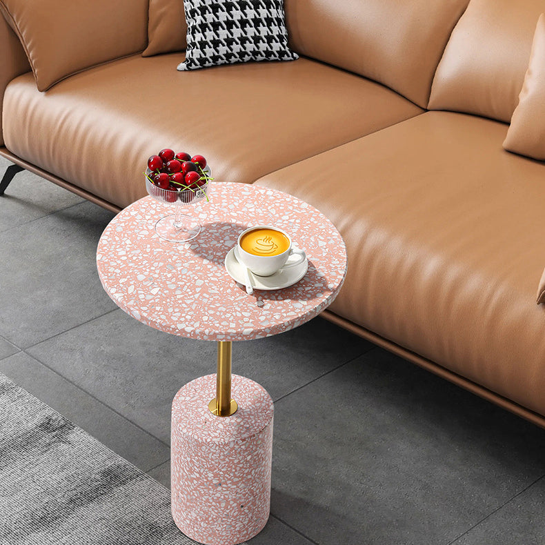 Moderner Luxus Marmor Metall Runder Zylindrischer Beistelltisch 1-Ebene für das Wohnzimmer 