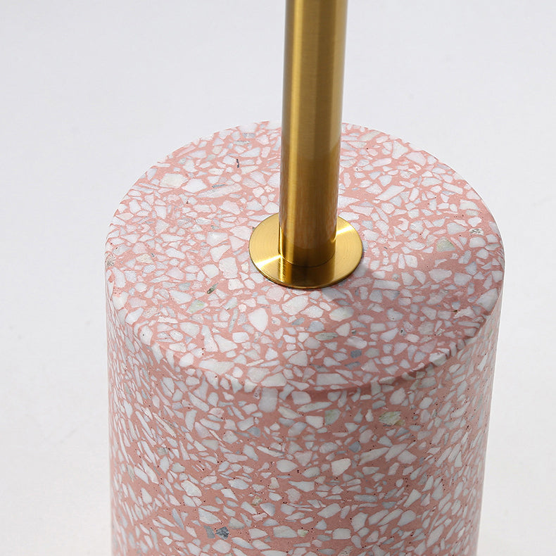 Modern Luxury Marble Metal Round Cylindrical End Table 1-Tier For Living Room