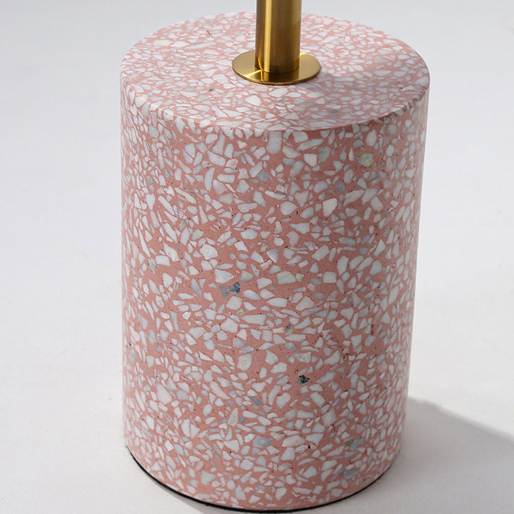 Modern Luxury Marble Metal Round Cylindrical End Table 1-Tier For Living Room