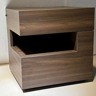 Mesita de noche geométrica de madera maciza contemporánea creativa con 2 cajones para dormitorio 