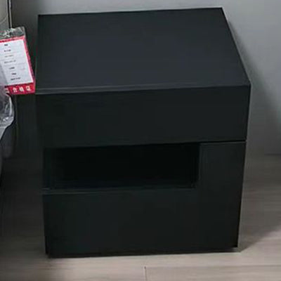Mesita de noche geométrica de madera maciza contemporánea creativa con 2 cajones para dormitorio 