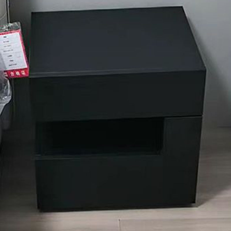 Mesita de noche geométrica de madera maciza contemporánea creativa con 2 cajones para dormitorio 