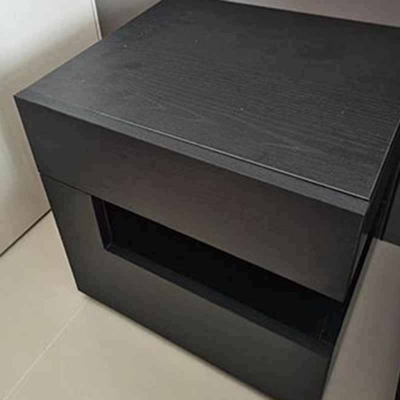 Mesita de noche geométrica de madera maciza contemporánea creativa con 2 cajones para dormitorio 