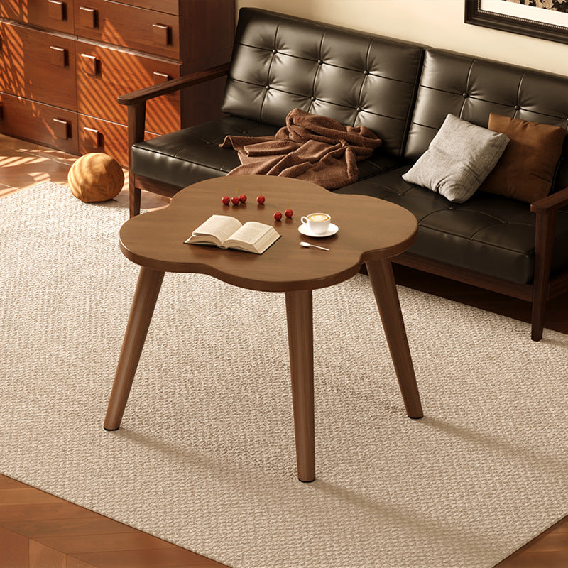 Modern Minimalist Engineered Wood Metal Clover-Shaped End Table 1-Tier For Living Room