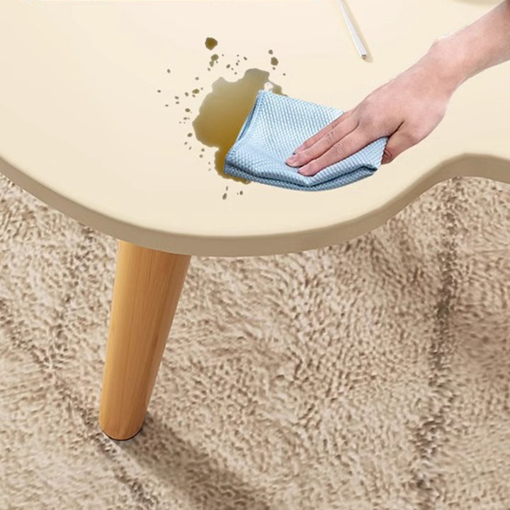 Modern Minimalist Engineered Wood Metal Clover-Shaped End Table 1-Tier For Living Room