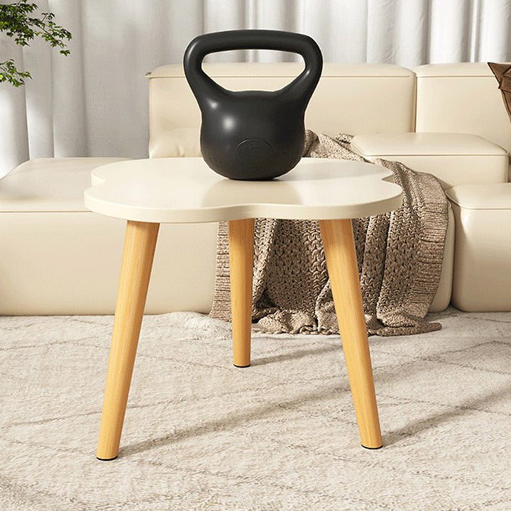 Modern Minimalist Engineered Wood Metal Clover-Shaped End Table 1-Tier For Living Room